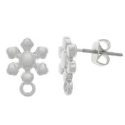 Clous d'oreilles fleurs 9.5 mm avec anneau fermé - Argenté  x2