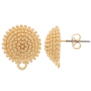 Clous d'oreilles demi-boules texturés 14 mm avec anneau fermé - Doré x2|raw }}