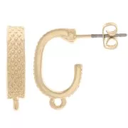 Clous d'oreilles design texturés 17x4 mm avec anneau fermé - Doré x2