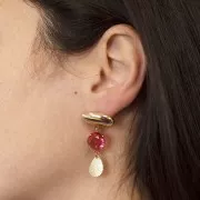 Clous d'oreilles ovales 9x20 mm avec anneau fermé - Argenté x2