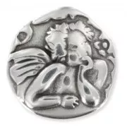 Poussoir rond ange pour cuir regaliz 24 mm Placage Argent fin vieilli x1