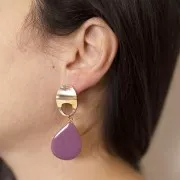 Clous d'oreilles ovales ondulés 16x22 mm - Doré x2