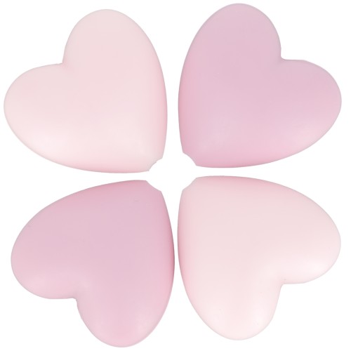 Perles coeurs en silicone 19x20 mm pour attache sucette - tétine - Multi rose x4