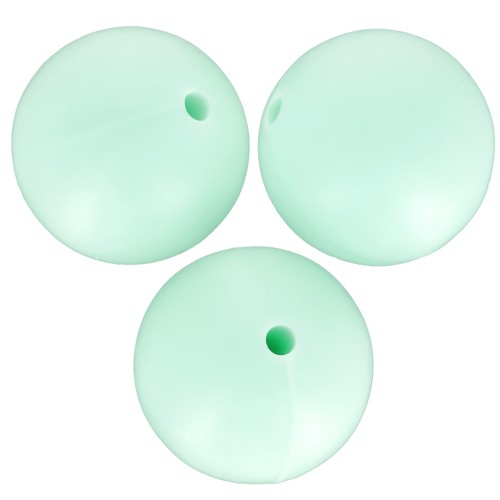 Perles rondes en silicone 15 mm pour attache sucette - tétine - Mint x3