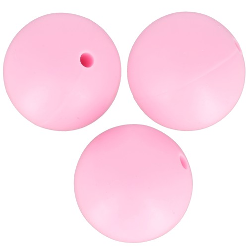 Perles rondes en silicone 15 mm pour attache sucette - tétine - Rose x3