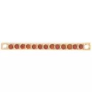Intercalaire barre 30x2 mm avec strass - Doré - Cognac x1