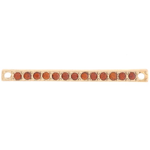 Intercalaire barre 30x2 mm avec strass - Doré - Cognac x1