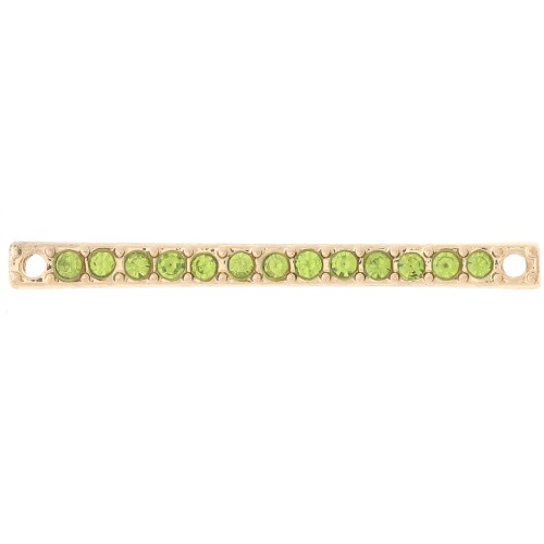 Intercalaire barre 30x2 mm avec strass - Doré - Vert clair x1