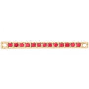 Intercalaire barre 30x2 mm avec strass - Doré - Rouge x1