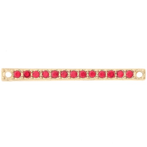 Intercalaire barre 30x2 mm avec strass - Doré - Rouge x1