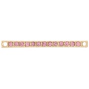 Intercalaire barre 30x2 mm avec strass - Doré - Rose clair x1