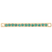 Intercalaire barre 30x2 mm avec strass - Doré - Bleu pétrole x1|raw }}