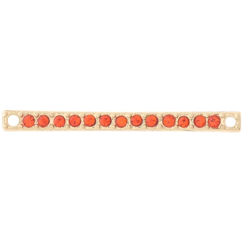 Intercalaire barre 30x2 mm avec strass - Doré - Orange x1