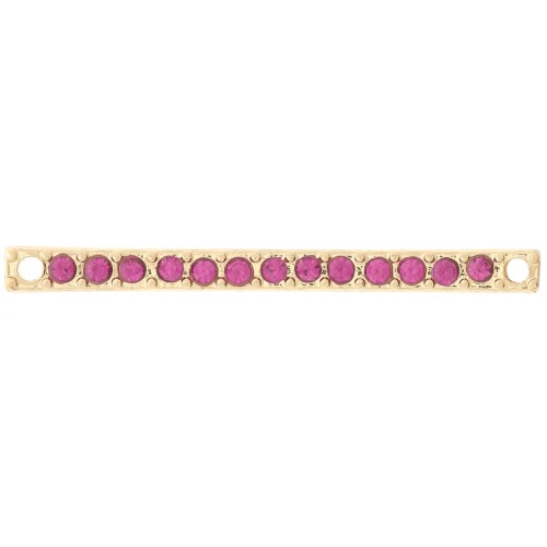 Intercalaire barre 30x2 mm avec strass - Doré - Fuchsia x1