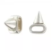 Poussoir spike pour lacet 5 mm argenté vieilli x1