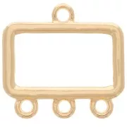 Pendentif chandelier rectangle évidé 16x17 mm 3 anneaux - Doré x1