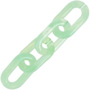 Maillon ovale en acrylique transparent 39x23 mm - Marbré Mint - Blanc x1|raw }}