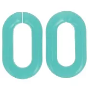 Maillon ovale en acrylique transparent 39x23 mm - Bleu turquoise x1
