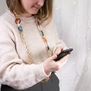 Maillon ovale en acrylique transparent 39x23 mm - Bleu turquoise x1