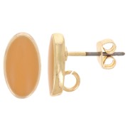 Clous d'oreilles ovales 12x7 mm avec résine époxy - Doré - Ocre x2|raw }}