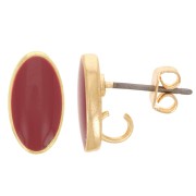 Clous d'oreilles ovales 12x7 mm avec résine époxy - Doré - Brique x2|raw }}