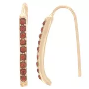 Crochets d'oreilles avec strass 22x2 mm avec un trou - Doré - Cognac x2