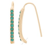 Crochets d'oreilles avec strass 22x2 mm avec un trou - Doré - Bleu pétrole x2