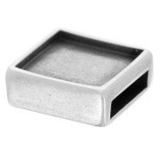 Poussoir carré 14x14 mm à décorer pour lacet 10 mm - Placage Argent fin vieilli x1