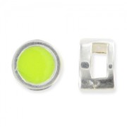 Poussoir rond résine époxy pour lacet 5 mm argenté vieilli/Jaune Fluo x1|raw }}