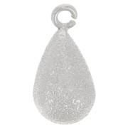 Breloque goutte diamantée 14x7 mm avec anneau ouvert - Rhodié x1