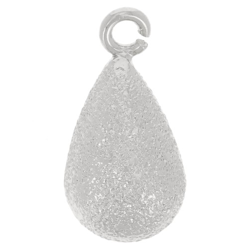 Breloque goutte diamantée 14x7 mm avec anneau ouvert - Rhodié x1