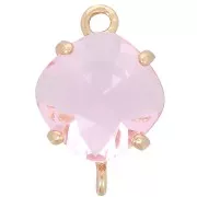 Intercalaire losange en verre facetté 16x11 mm - Doré - Rose clair x1