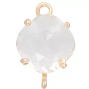 Intercalaire losange en verre facetté 16x11 mm - Doré - Crystal x1