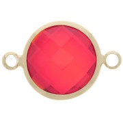 Intercalaire rond en verre facetté 15 mm - Doré - Rouge x1