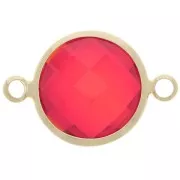 Intercalaire rond en verre facetté 15 mm - Doré - Rouge x1