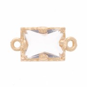 Intercalaire rectangle en verre facetté 12x6 mm - Doré - Crystal x1