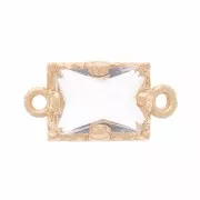 Intercalaire rectangle en verre facetté 12x6 mm - Doré - Crystal x1