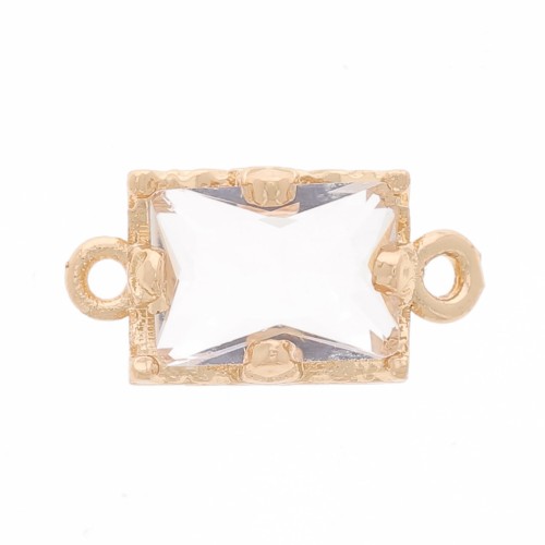 Intercalaire rectangle en verre facetté 12x6 mm - Doré - Crystal x1