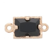 Intercalaire rectangle en verre facetté 12x6 mm - Doré - Noir x1|raw }}
