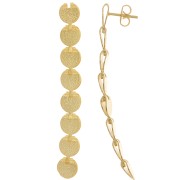 Boucles d'oreilles longues pendantes martelés 62x8 mm - Doré à l'or fin x2|raw }}