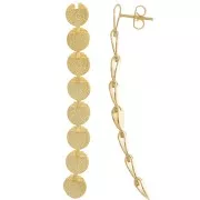 Boucles d'oreilles longues pendantes martelés 62x8 mm - Doré à l'or fin x2
