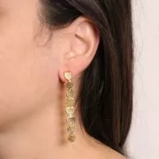 Boucles d'oreilles longues pendantes martelés 62x8 mm - Doré à l'or fin x2