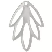 Pendentif feuille ajouré 25x17.5 mm - Rhodié x1