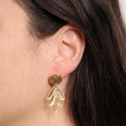 Pendentif feuille ajouré 25x17.5 mm - Rhodié x1