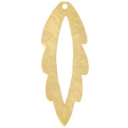 Pendentif feuille évidé martelé 35x13 mm - Doré à l'or fin x1