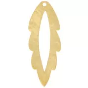 Pendentif feuille évidé martelé 35x13 mm - Doré à l'or fin x1
