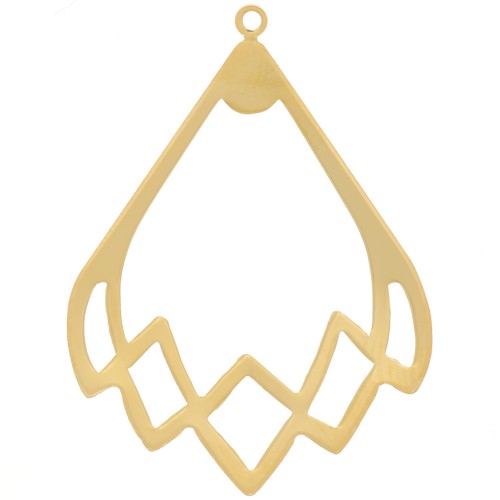 Pendentif goutte évidé design 30x22 mm - Doré à l'or fin x1