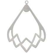 Pendentif goutte évidé design 30x22 mm - Rhodié x1