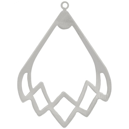 Pendentif goutte évidé design 30x22 mm - Rhodié x1