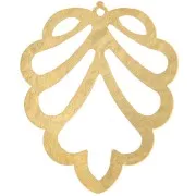 Pendentif feuille ajouré texturé 27x22.5 mm - Doré à l'or fin x1